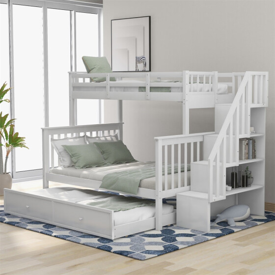Churanty Twin Over Full Bunk Bed, Bunk Bed With Trundle And Storage