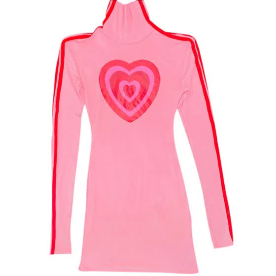 heart print turtleneck