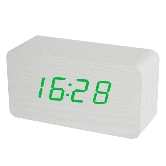 Compas Compas Alarm Clock Творческий будильник Электронные часы LED Night Light Тишина Температура Деревянные часы HX-0813 Bamboo Wood Red Word