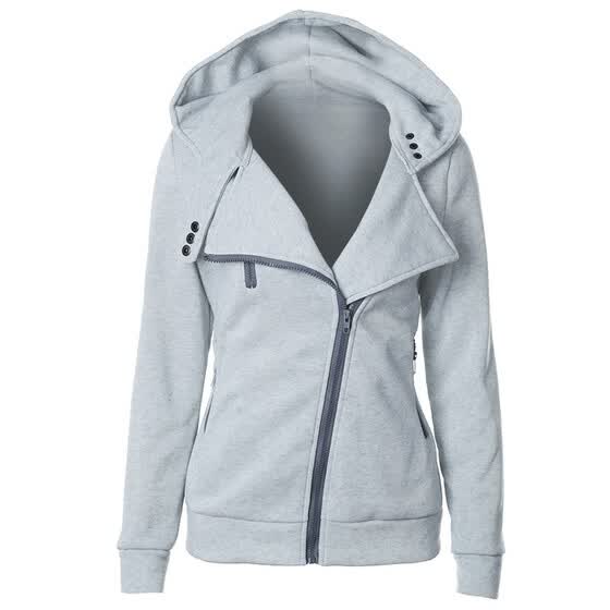 diagonal zip hoodie women's