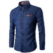 AOWOFS camisa de algodón de manga larga camisa denim N13