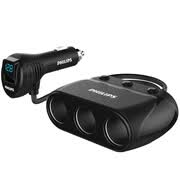 PHILIPS cargador de coche encendedor de cigarrillos uno drag tres DLP2019 detección de voltaje interruptor independiente negro