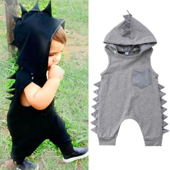 Toddler Infant Baby Boy Girl Kid Dinosaur Hooded Romper Jumpsuit Clothes Outfit