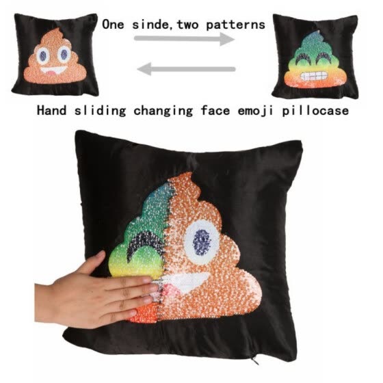poop emoji pillow sequin