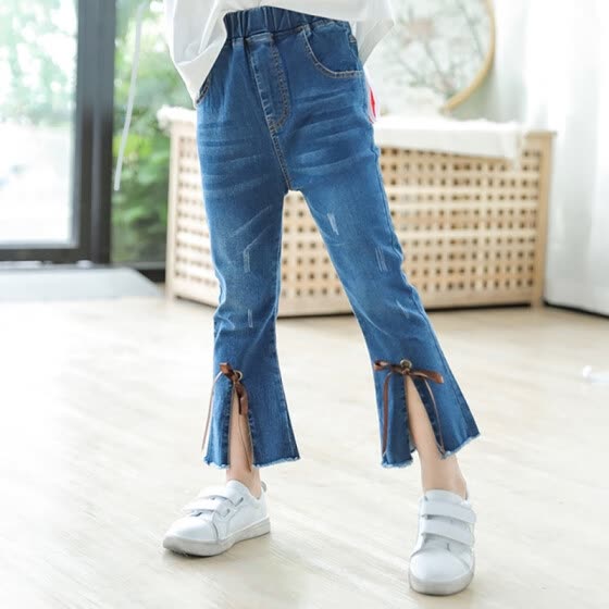 stretch waist blue jeans