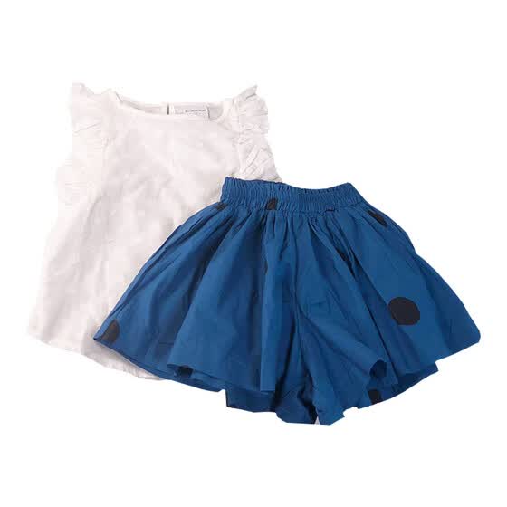 white top blue skirt dress