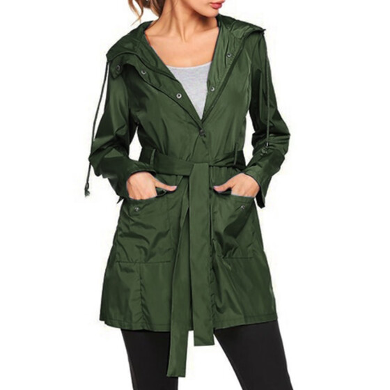 women's plus size lightweight hooded rain jacket