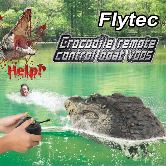 Flytec Remote Control Electric Racing Boat 2.4G RC Boat for Pools with Simulation Crocodile Head Spoof Toy V002