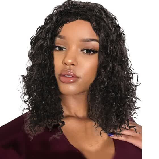 Shop Women Brazilian Short Wavy Curly Full High Wigs Temperature