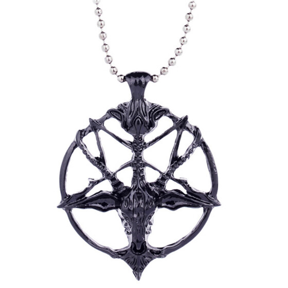 Retro Pentagram God Skull Goat Head Pendant Necklace Fashion Lucky Jewelry Gift