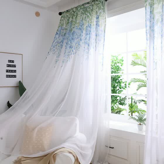 Shop Jpgif Leaves Sheer Curtain Tulle Window Treatment Voile Drape