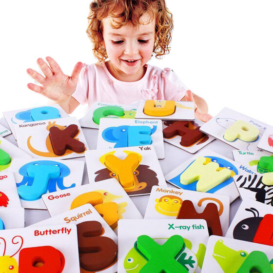 Wooden Puzzle Toy Colorful English Alphabet/Number Children Jigsaw Kids Learning