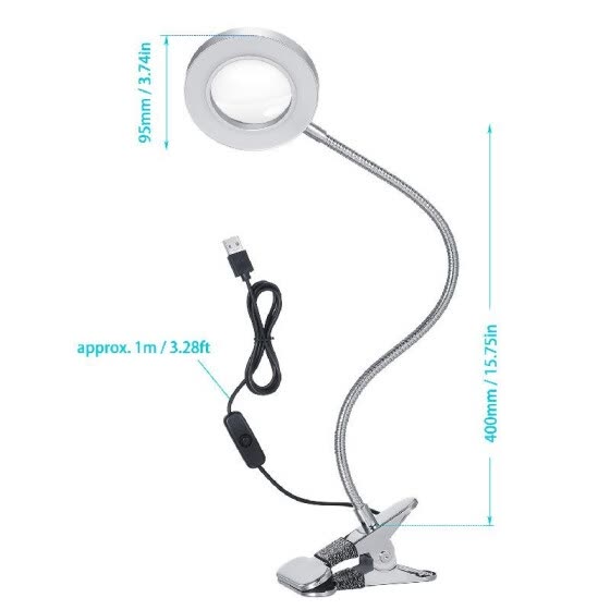 Shop Usb Direct Charge Clip On Table Light Hands Free Magnifying