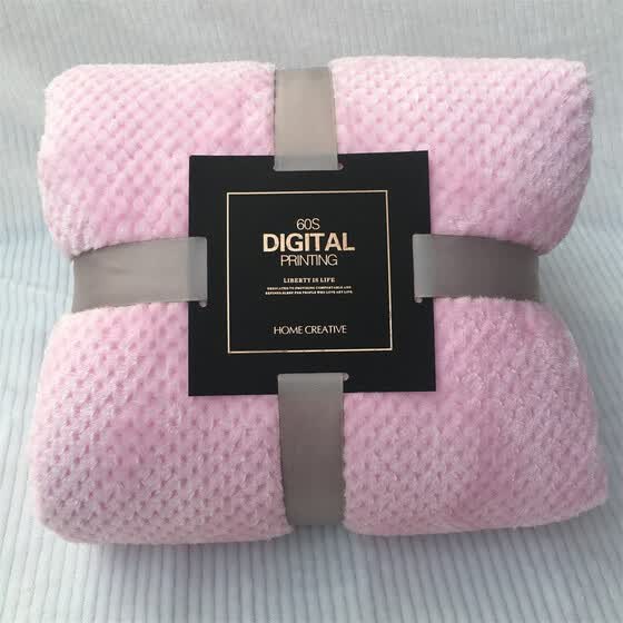 Soft Warm Plaid Fleece Bed Blanket Large Mesh Flannel Soft Warm Plaid Fleece Bed Blanket