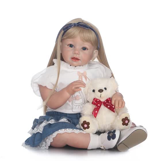 Shop Silicon Reborn Toddler Doll Baby Doll Girl With Long Straight