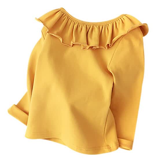Baby Girl Toddler Kids Long Sleeve Tops Tee Clothes Solid Color Blouse T-shirt