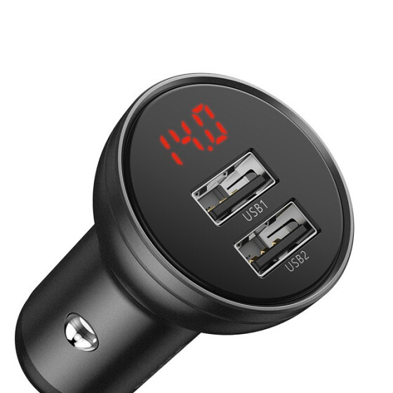  Baseus Metal Car Charger Универсальное зарядное устройство для iphone со светодиодным дисплеем для 11 Pro Huawei Samsung 