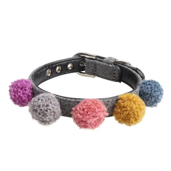 Shop Pet Dog Cat Pu Collar Cute Adjustable Collar With Colorful Plush Balls Pet Pompom Decorative Collars For Small Medium Dog Kitten Online From Best Pet Toys On Jd Com Global Site
