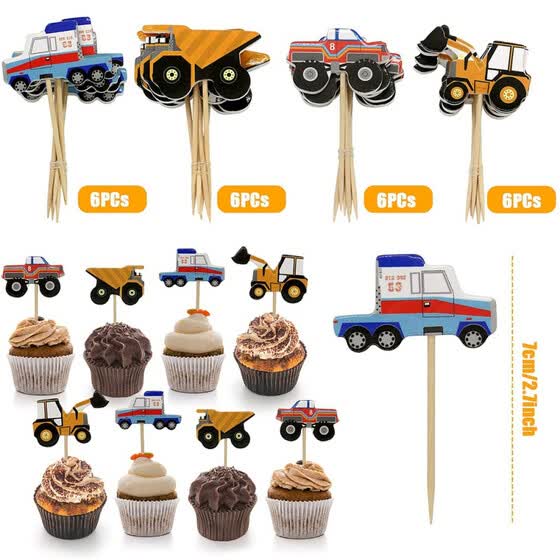 Shop Engineering Car Cupcake Wrappers With Toppers Truck Birthday