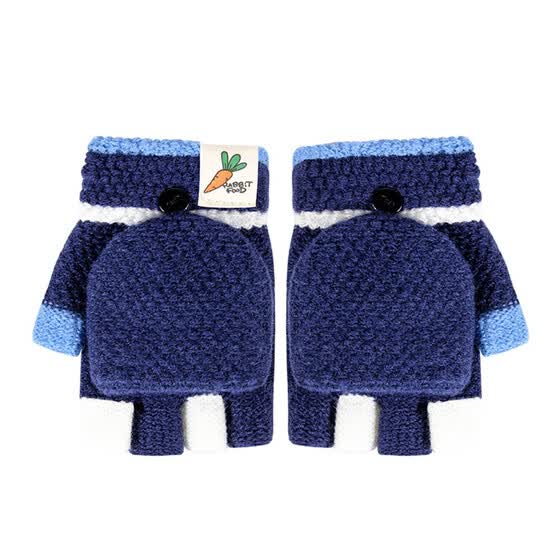 Finger Warm Children Thick Half Finger Flip Cover Kids Gloves Knitting Mittens
