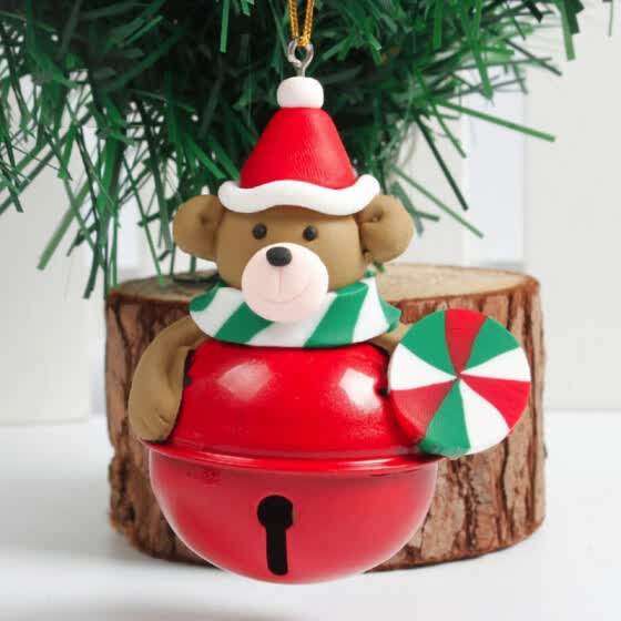 Shop Christmas Tree Pendant Cute Santa Clause Bear Soft Ceramic