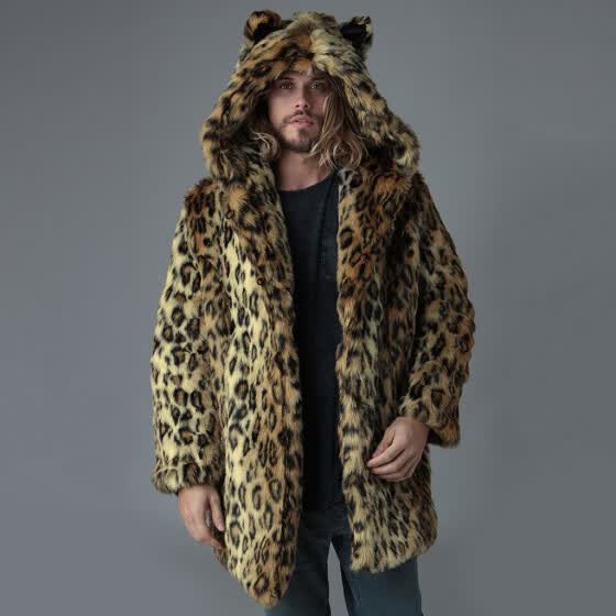 leopard hooded coat