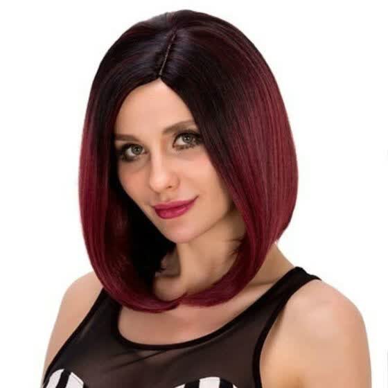 red bob wig no bangs