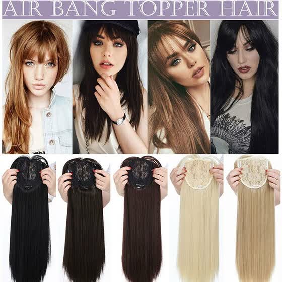 Shop 17 Long Straight Hair Topper With Thin Air Bangs Clip In On