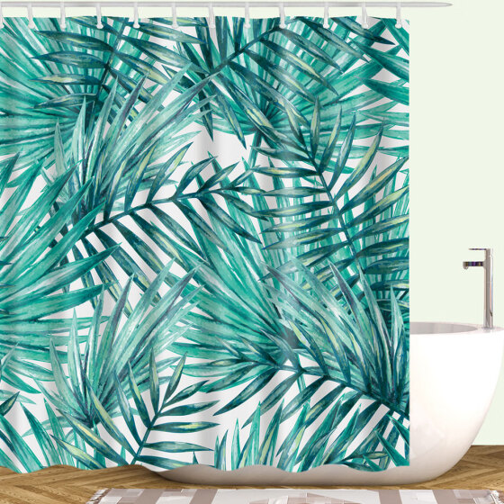 Green Tropical Plants Shower Curtains, Exotic Shower Curtains