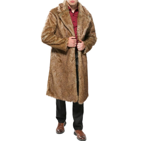 jxfd Mens Luxury Faux Fur Coat Jacket Winter Warm Long Coats Overwear Outwear