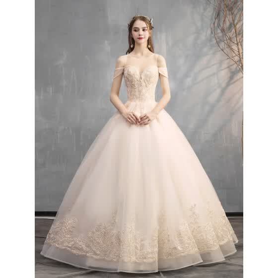 Shop Women's Wedding Dress Hollow Shoulder Slim Lace Applique Maxi