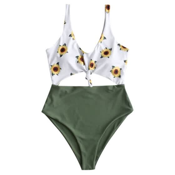 Shop Women Retro Elastic High Cut Low Back One Piece Swimwear Bathing ...