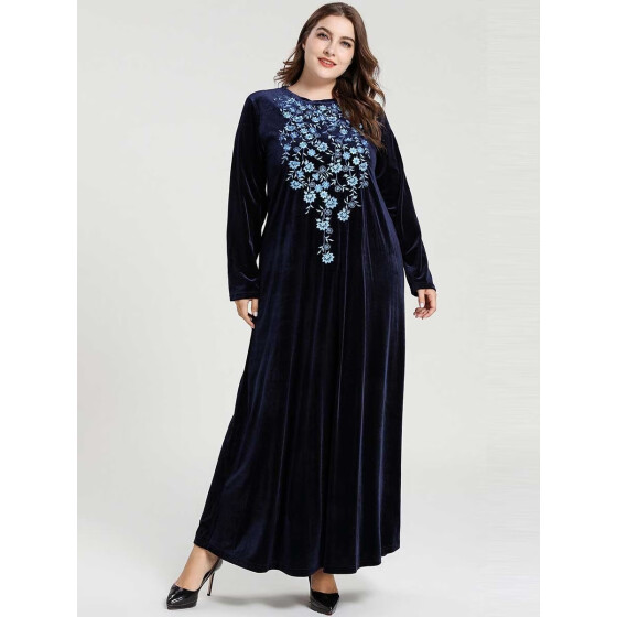 Shop Women's Plus Size Kaftan O Neck Floral Print Long Sleeve Arabian ...