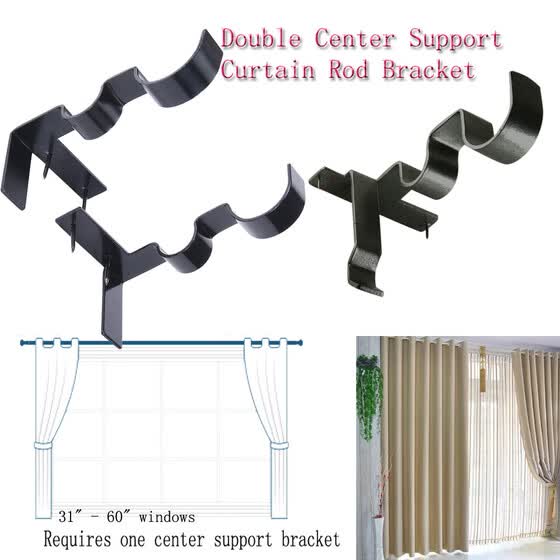 Hang Double Center Support Curtain Rod Bracket Into Window Frame From Best Bathroom Accessories On Jd Com Global Site Joy - How To Hang A Curtain Rod With Brackets