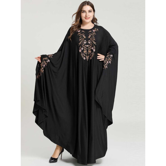 Shop Women's Plus Size Kaftan Dress Fashion Batwing Sleeve Embroidery ...