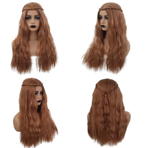 long brown curly wig halloween