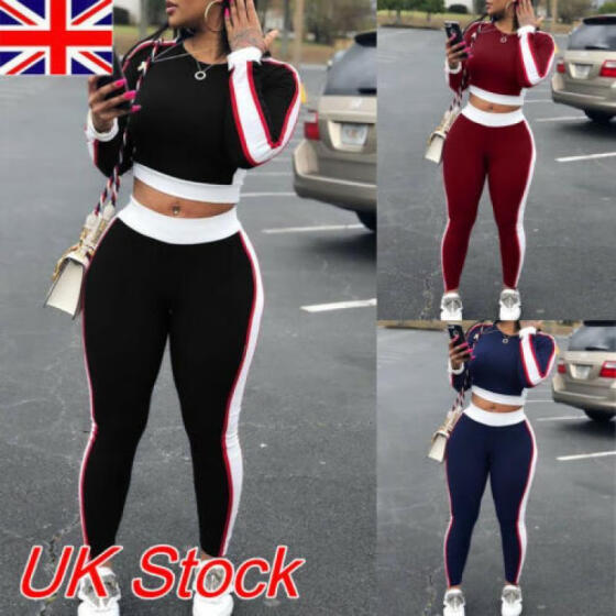 Womens Tracksuit Set Hoodies Sweatshirts Pants Sports Ladies Gym Casual Suit UK
