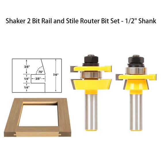 Shop Shaker 2 Bit Rail and Stile Router Bit Set 1/2 Shank Online from