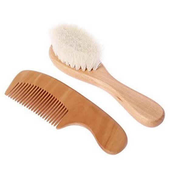 wooden baby brush and comb