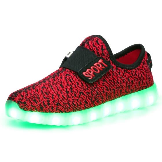 Daclay Children Light Shoes LED Flashing Lights Boys and Girls Breathable Elastic Sports Coconut Shoes for Spring and Summer