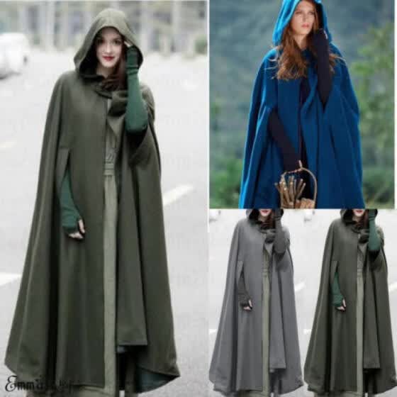 wool hooded cape coat