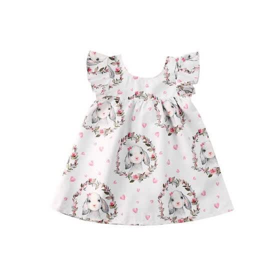 Easter Children Kids Baby Girl Rabbit Princess Dress Striped Tulle Dress Outfits