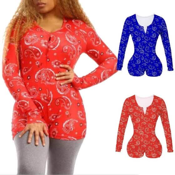 Shop Sexy Bodysuit Womens Long Sleeve V Neck Star Heartprint Bodycon Sleepwear Jumpsuit Button Shorts Romper Leotard Tops Bodys Online From Best Sleepwear On Jd Com Global Site Joybuy Com