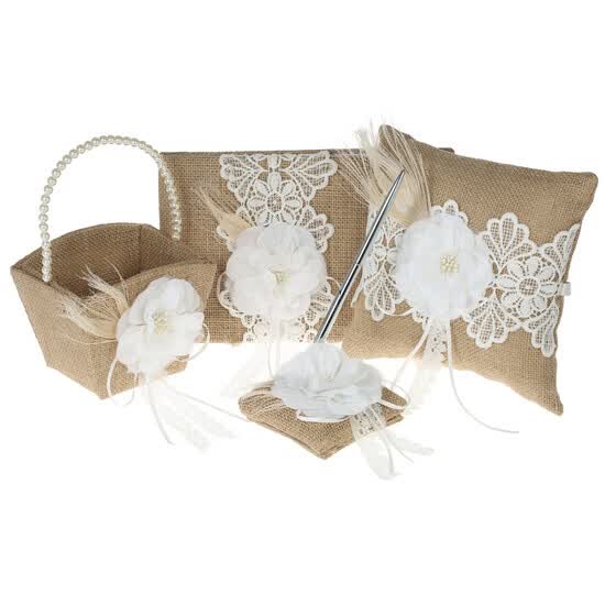 Shop 4pcs Set Vintage Rustic Burlap Wedding Supplies Flower Girl