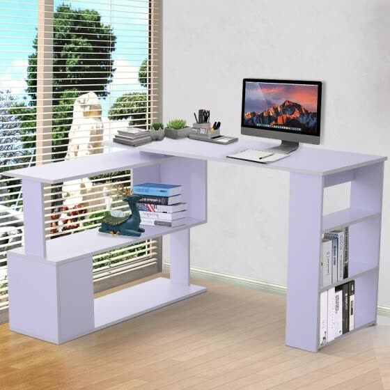 Shop 360 Rotating Home Office Corner Desk And Storage Shelf Combo