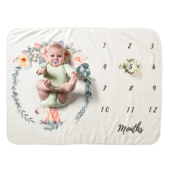 Baby Monthly Milestone Blanket For Girl Boy Fl Wings