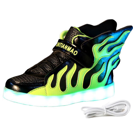 USB Charge LED Flash Light Up Shoes Kids Boys /& Girls Casual Trainers Sneaker UK