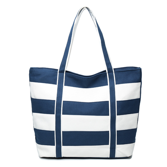 Canvas Striped Shoulder Bag For Women Casual Las