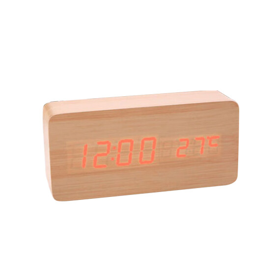 Shop Wooden Sound Control Led Alarm Clock Electronic Digital