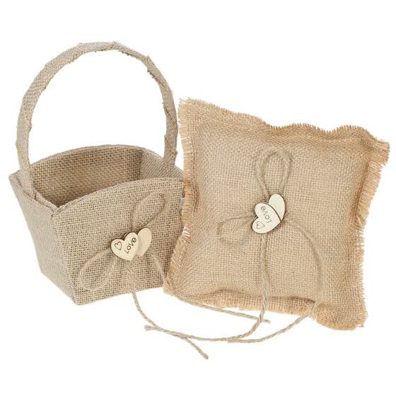 Shop 6 6 Inches Vintage Burlap Double Heart Ring Bearer Pillow